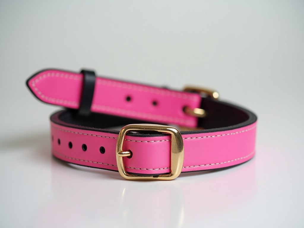 China Pink Leather Collar For Large Dog