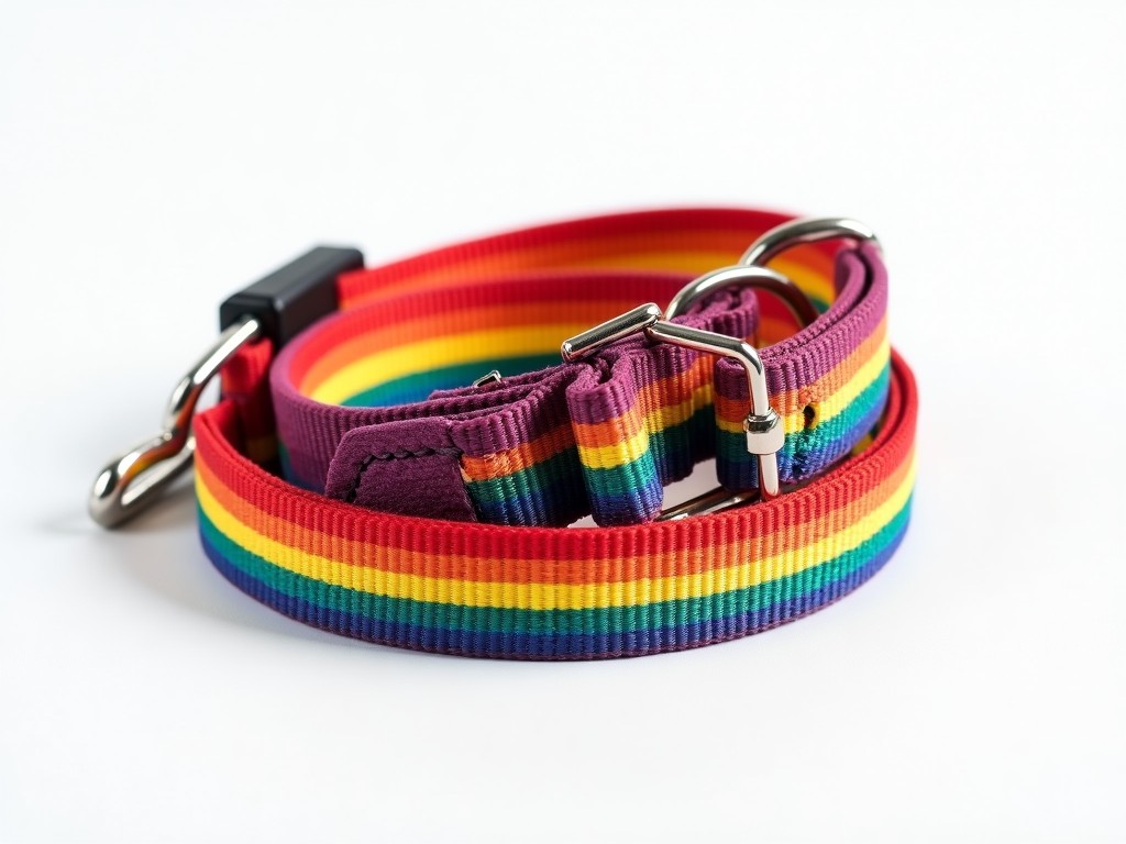 Custom Rainbow Dog Collar And Leash Set