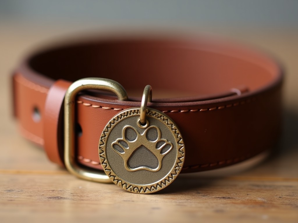 Personalized Leather Dog Collar With Custom Tag Supplier